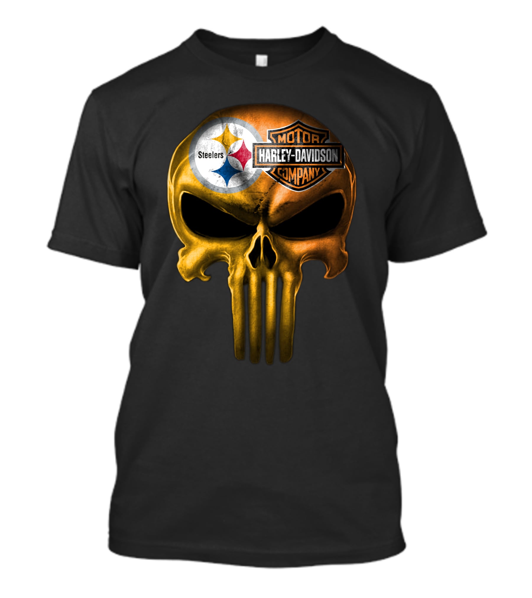 Pittsburgh Steelers Harley Davidson Skull T-Shirt