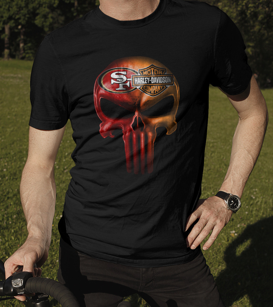 San Francisco 49ers Harley Davidson Skull T-Shirt