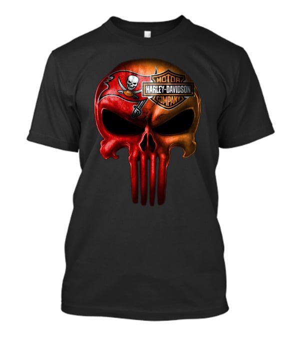 Tampa Bay Buccaneers Skull Harley Davidson T-Shirt