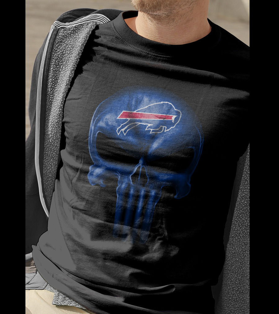 Buffalo Bills Skull Logo Blue Helmet T-Shirt