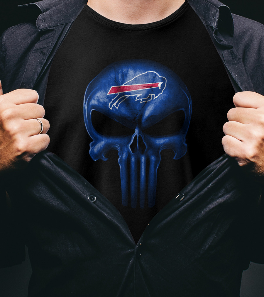 Buffalo Bills Skull Logo Blue Helmet T-Shirt