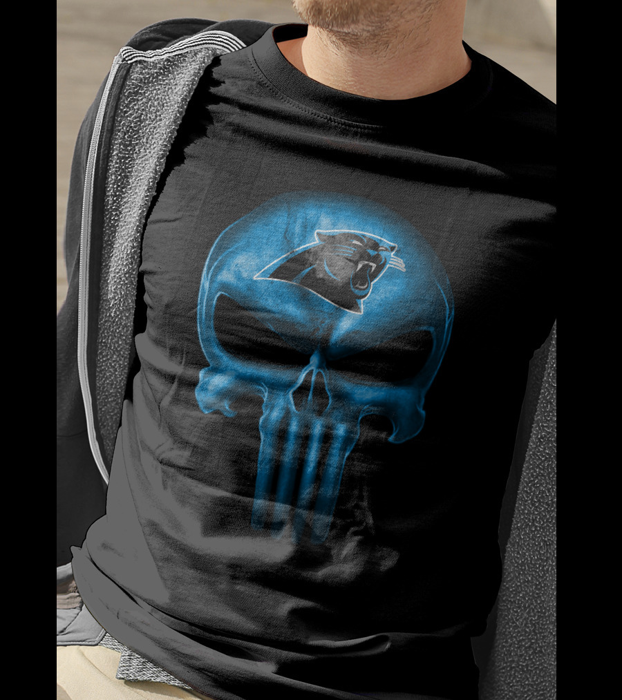 Carolina Panthers Skull Punisher Logo T-Shirt