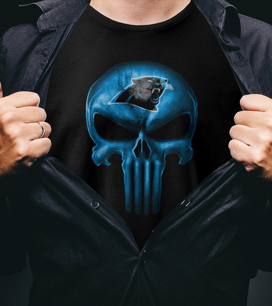 Carolina Panthers Skull Punisher Logo T-Shirt