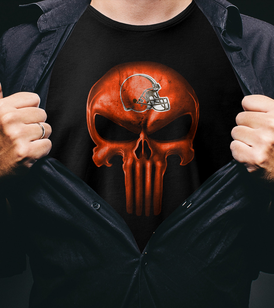 Cleveland Browns Helmet Skull T-Shirt