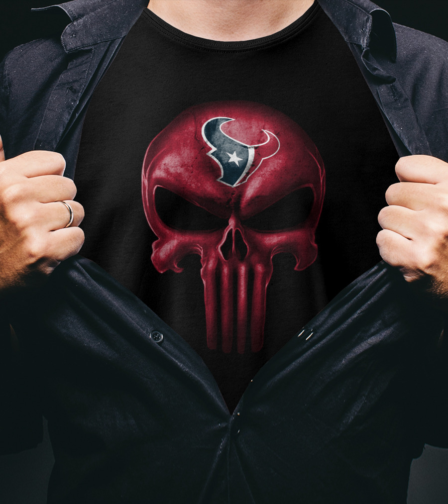 Houston Texans Skull Nfl Punisher Style T-Shirt