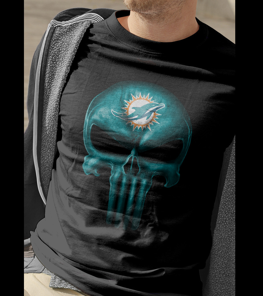 Miami Dolphins Punisher Skull Icon T-Shirt