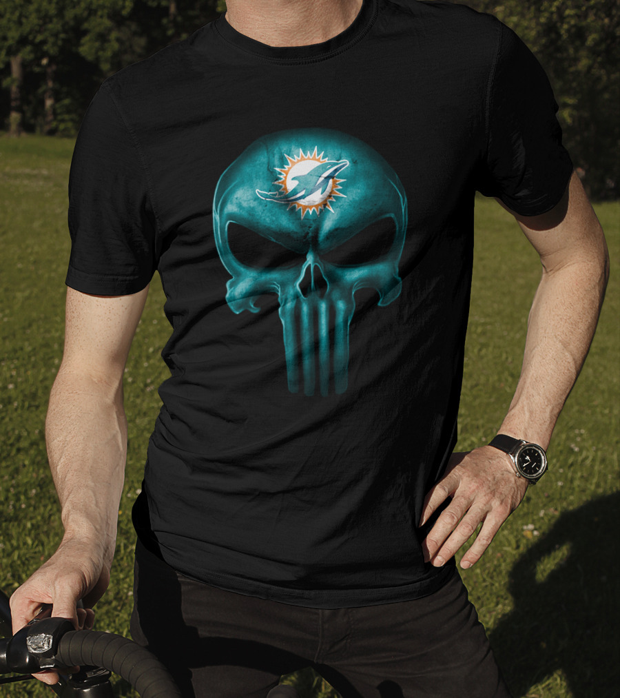 Miami Dolphins Punisher Skull Icon T-Shirt