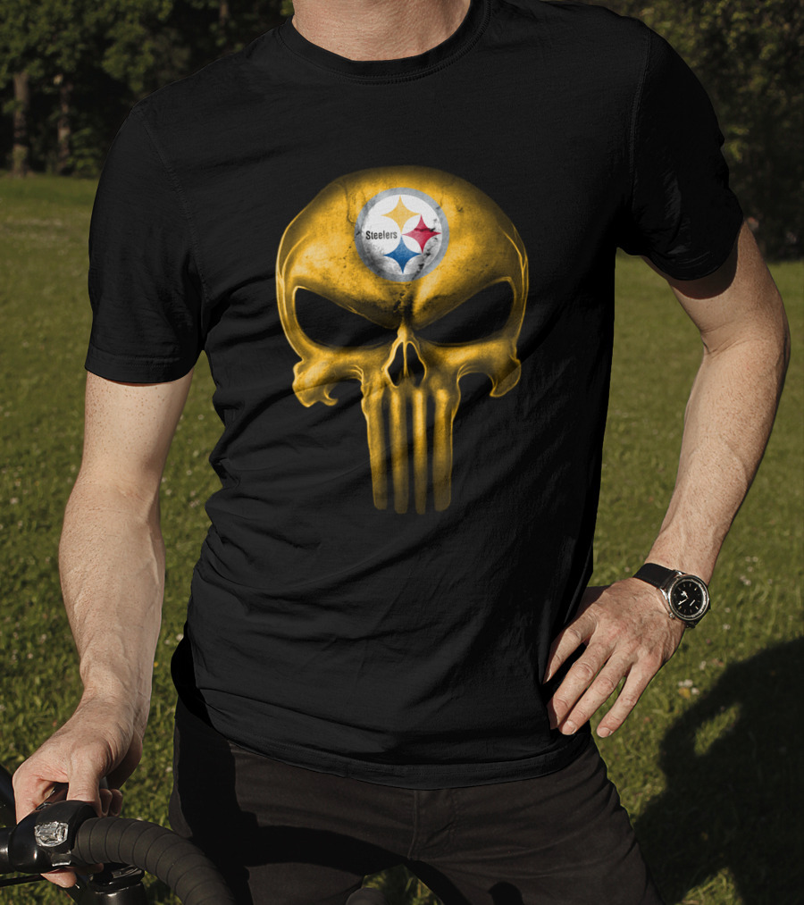 Pittsburgh Steelers Skull Emblem T-Shirt