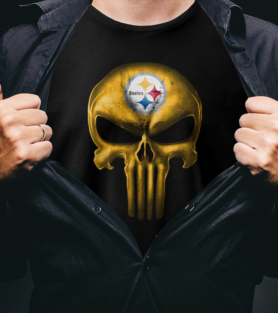 Pittsburgh Steelers Skull Emblem T-Shirt