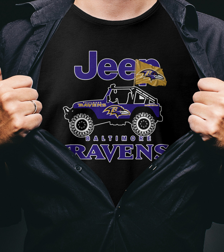 Jeep Baltimore Ravens Flag Logo Iconic Team Representation T-Shirt
