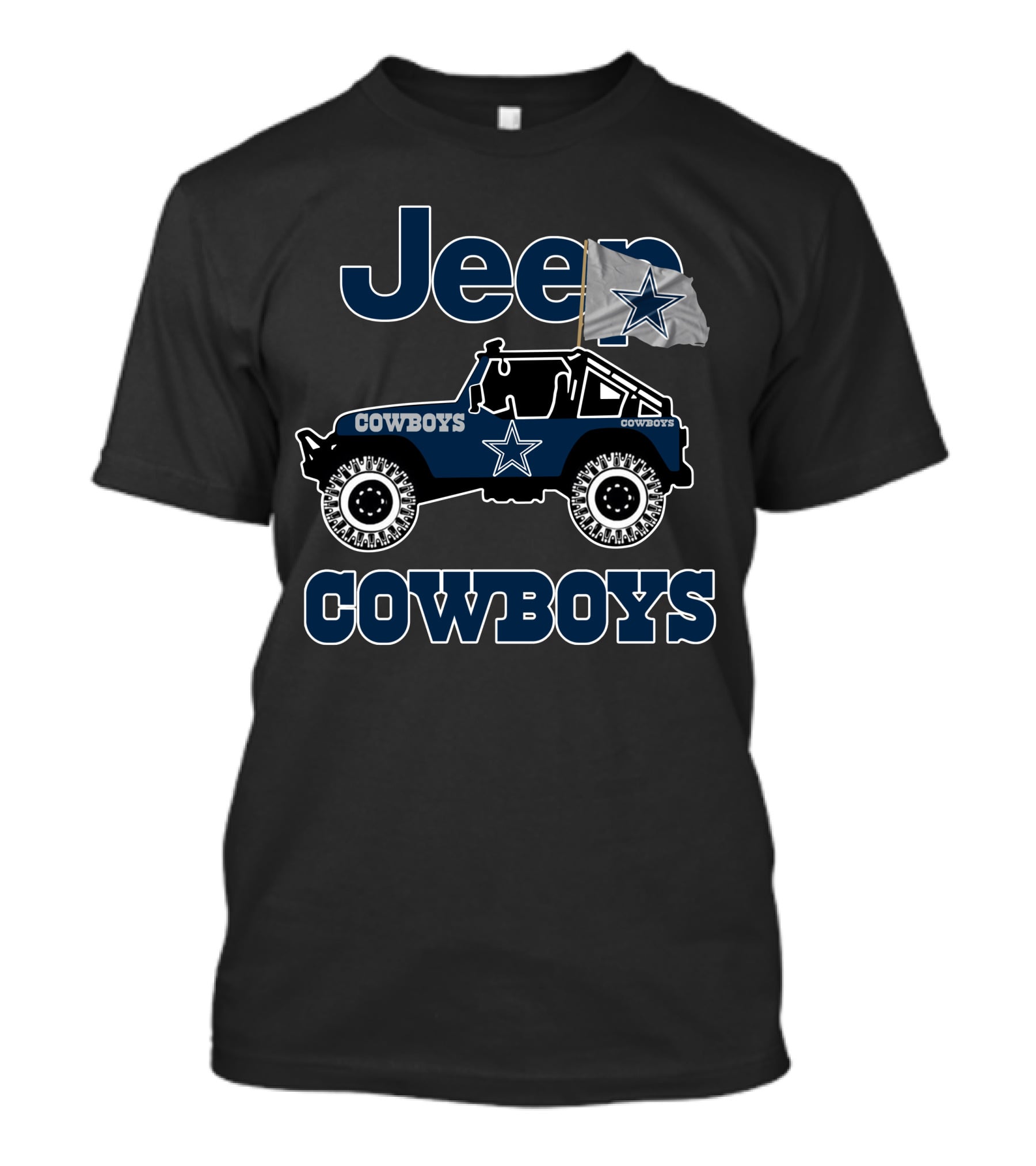 Jeep Cowboys Star Flag Dallas Cowboys Jeep T-Shirt