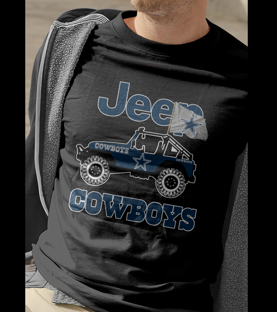 Jeep Cowboys Star Flag Dallas Cowboys Jeep T-Shirt