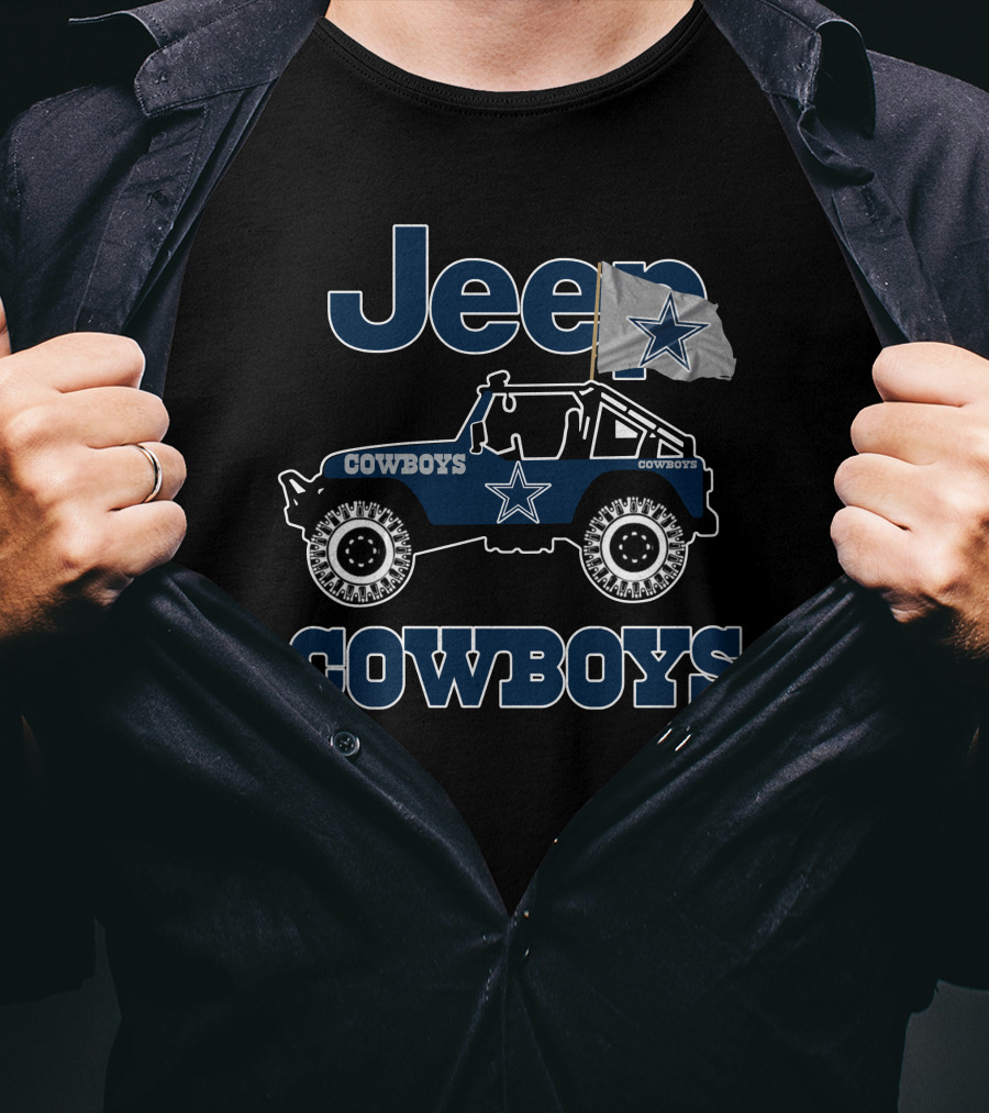 Jeep Cowboys Star Flag Dallas Cowboys Jeep T-Shirt