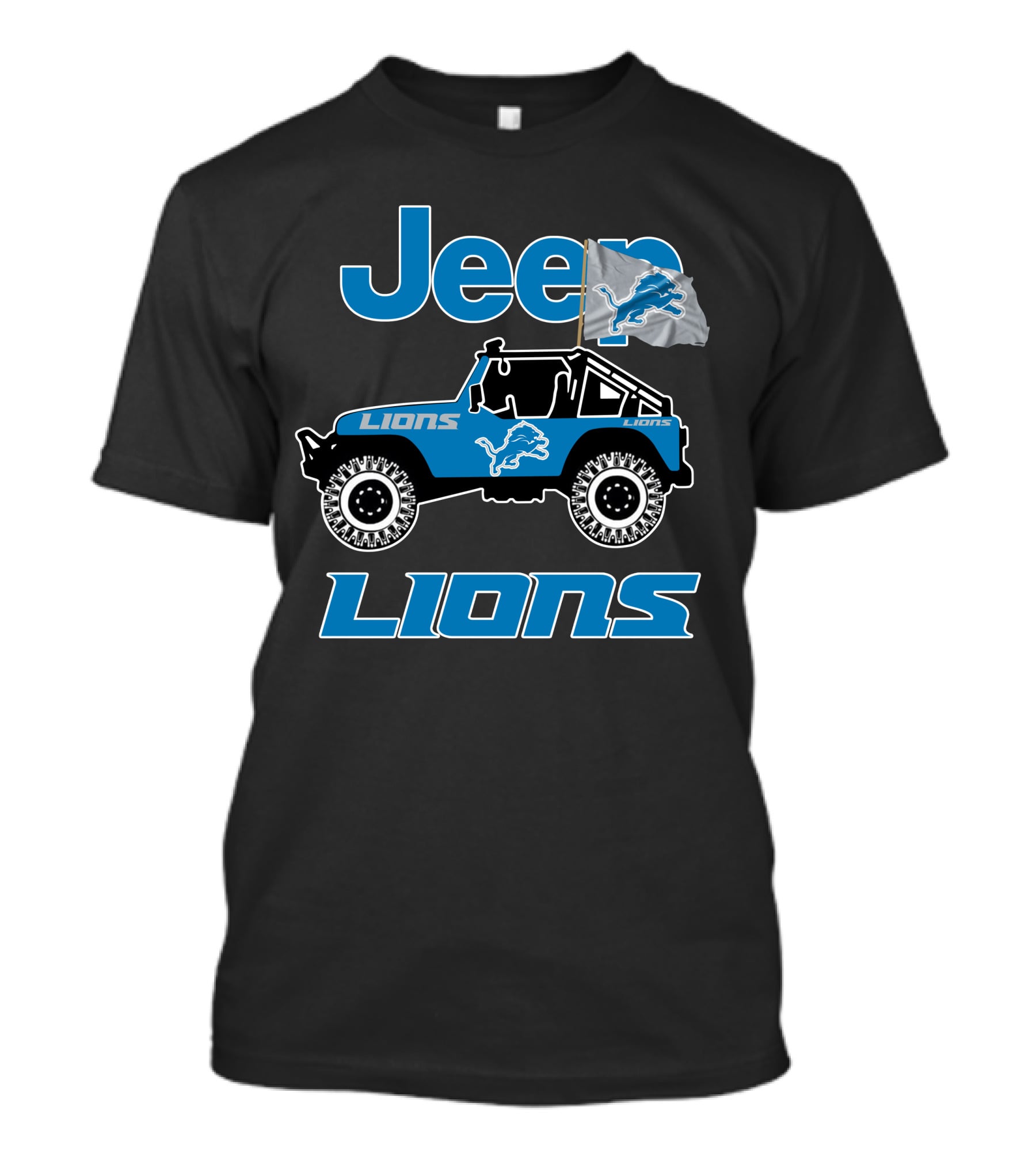 Jeep Lions Detroit Lions Flag Adventure T-Shirt