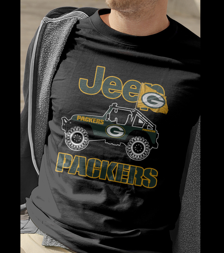 Jeep Packers Green Bay Flag Logo Football Fan T-Shirt