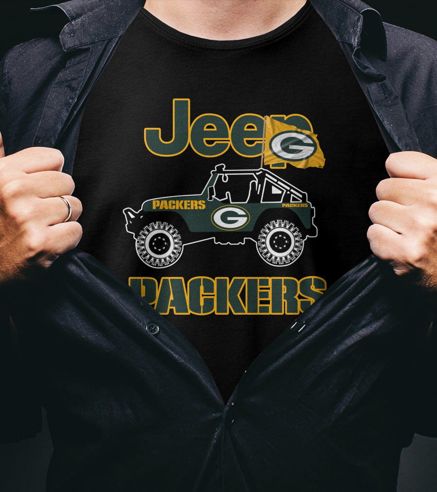 Jeep Packers Green Bay Flag Logo Football Fan T-Shirt