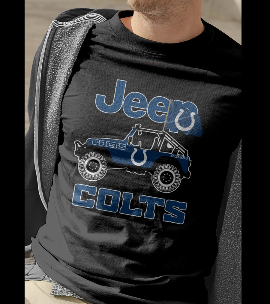 Jeep Indianapolis Colts Jeep Wrangler Logo Flag Colts Rugged Off-Road 4X4 T-Shirt