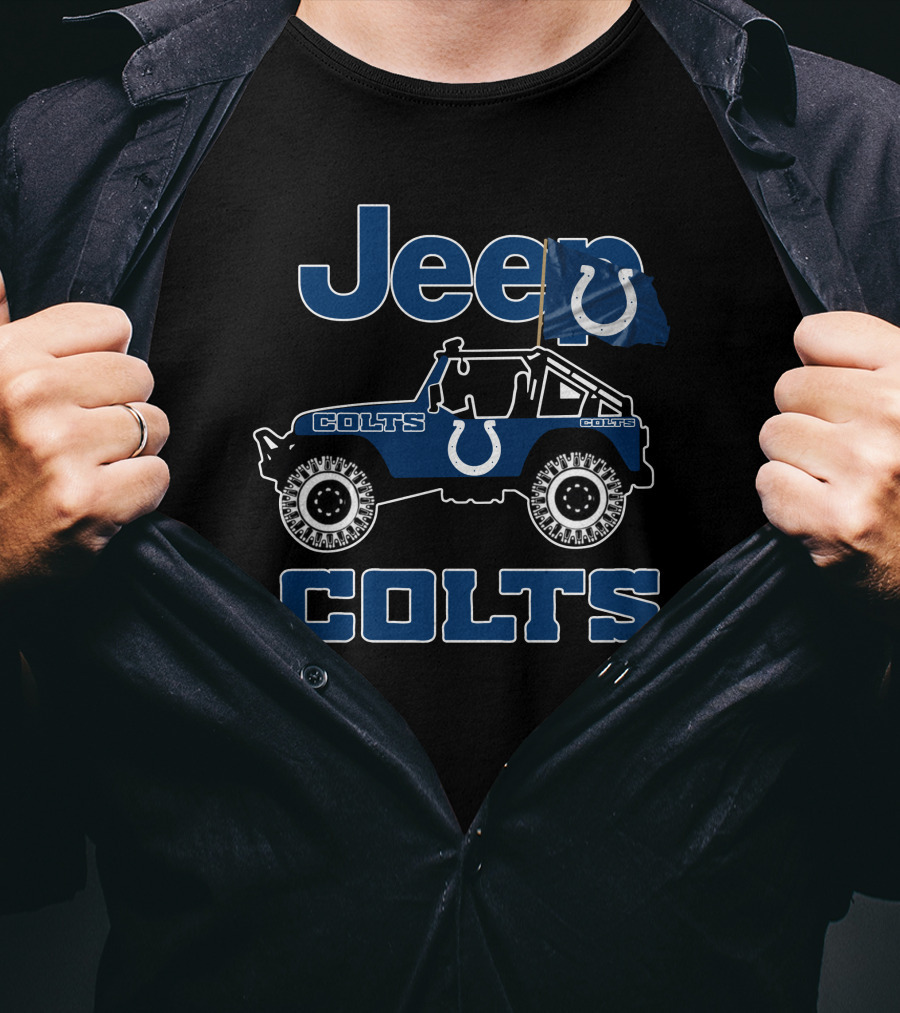 Jeep Indianapolis Colts Jeep Wrangler Logo Flag Colts Rugged Off-Road 4X4 T-Shirt