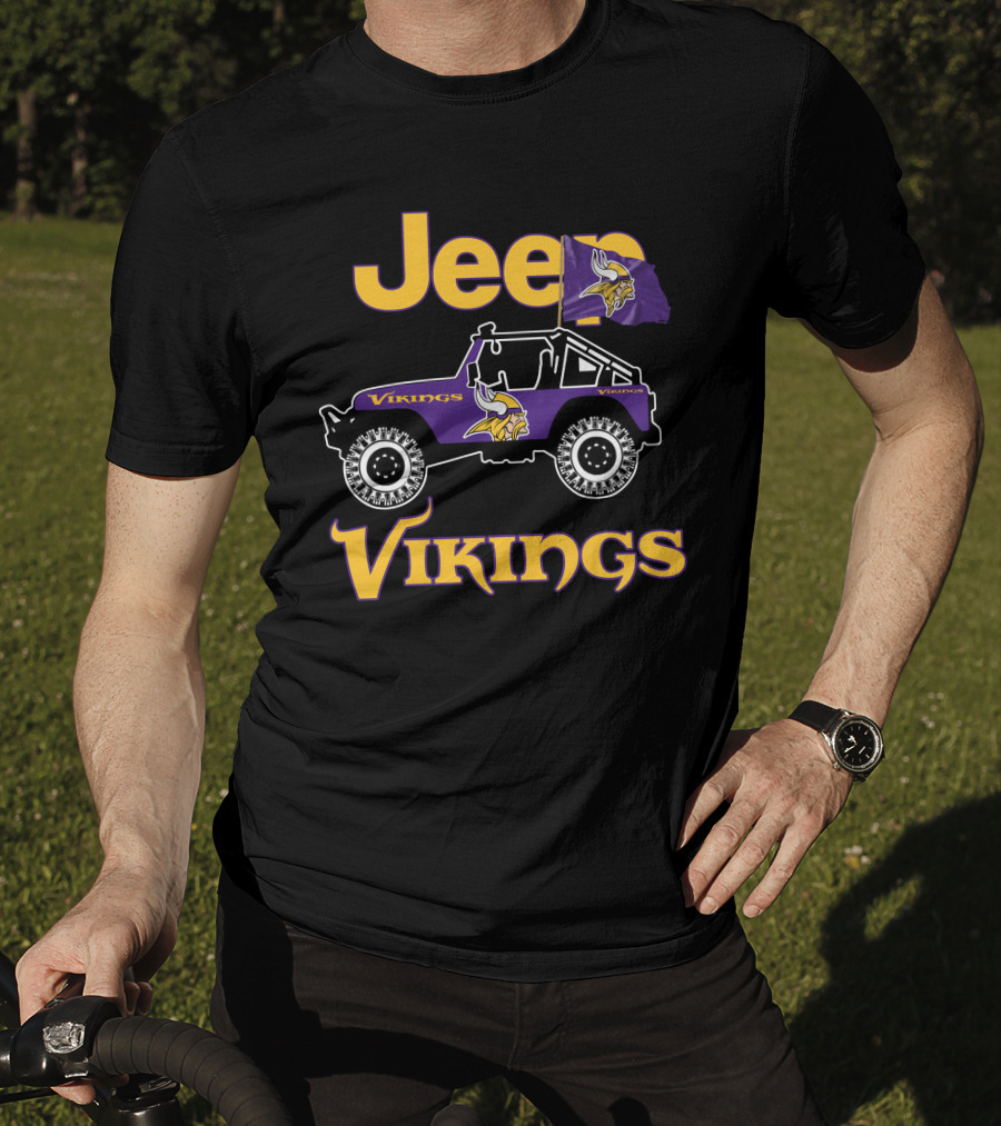 Jeep Minnesota Vikings Flag Vehicle T-Shirt