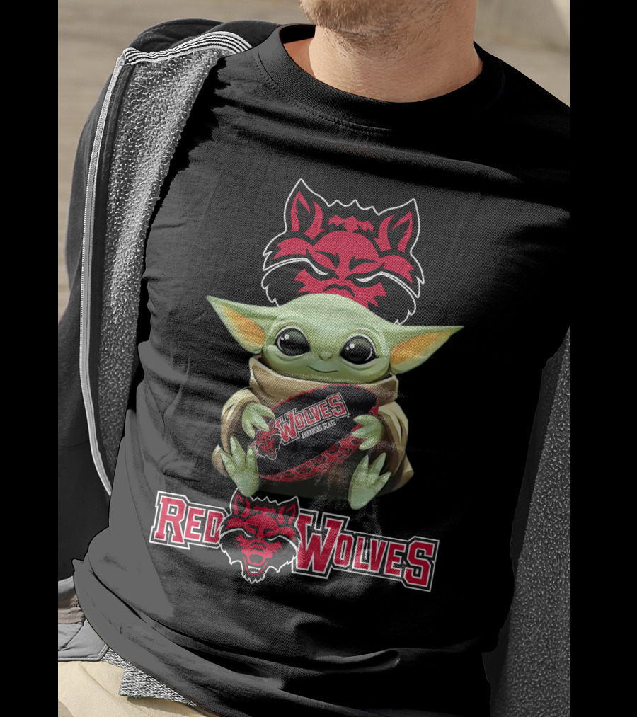 Arkansas State Red Wolves Baby Yoda Star Wars Football T-Shirt