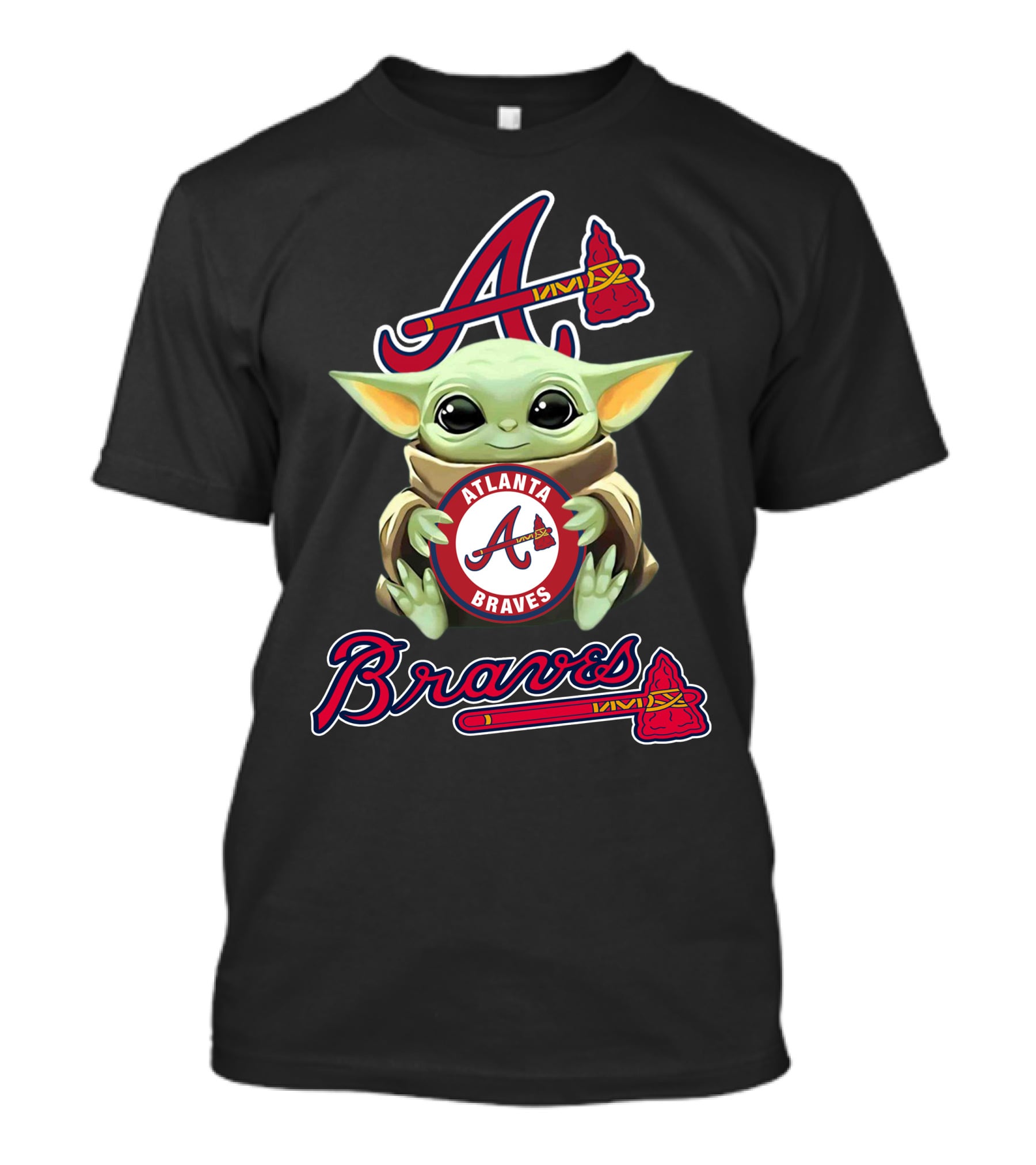 Atlanta Braves Baby Yoda Holding Team T-Shirt