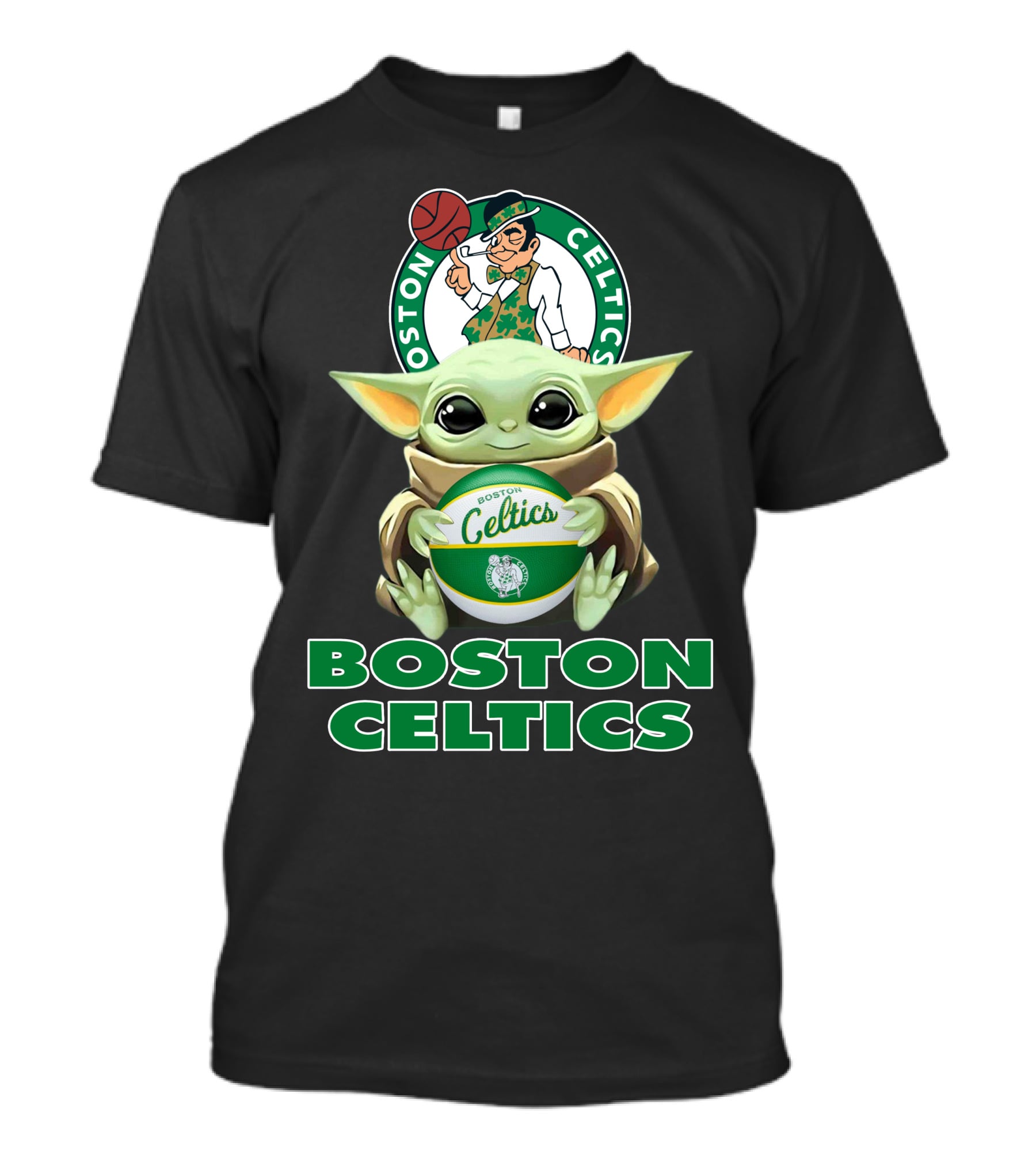 Boston Celtics Baby Yoda Holding Basketball And Team T-Shirt