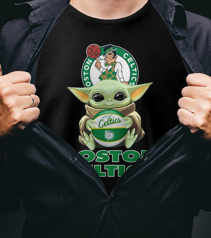 Boston Celtics Baby Yoda Holding Basketball And Team T-Shirt