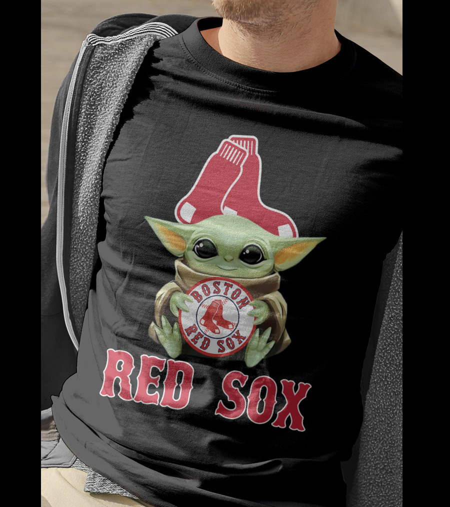 Boston Red Sox Baby Yoda With Team T-Shirt