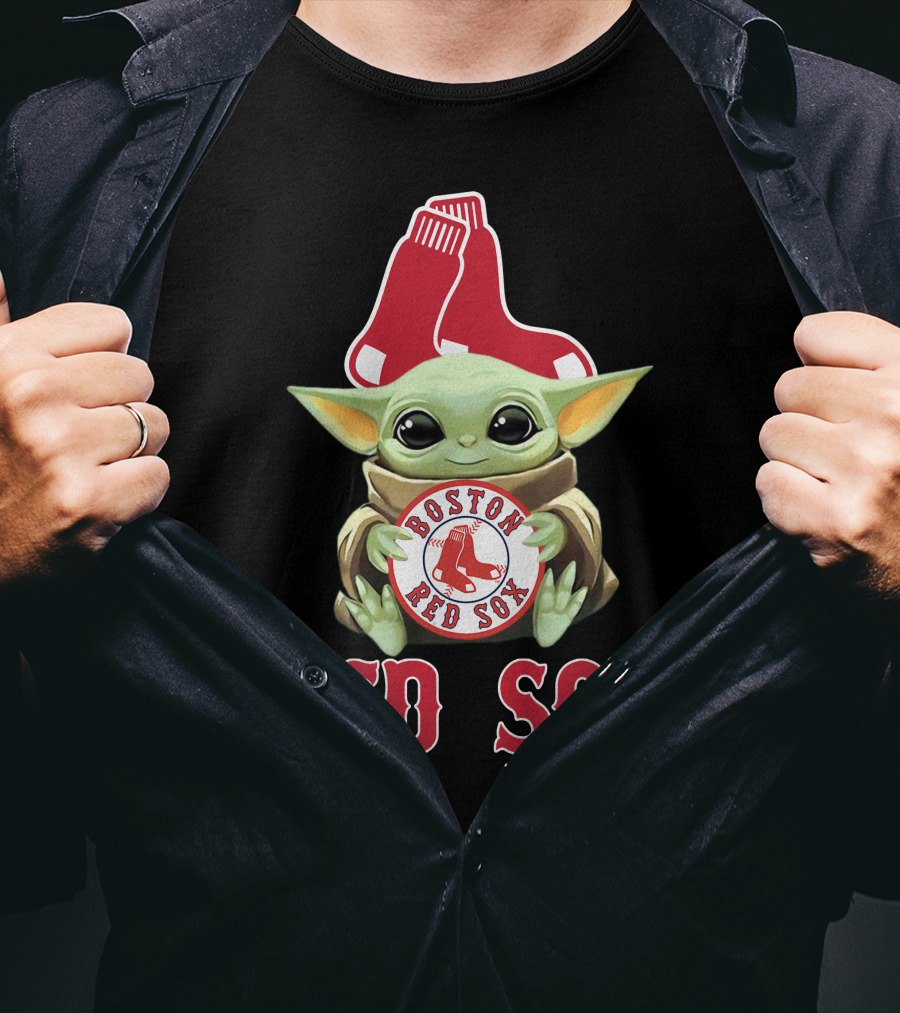 Boston Red Sox Baby Yoda With Team T-Shirt
