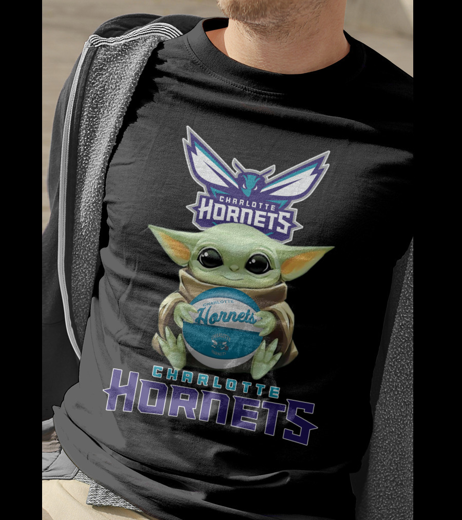 Charlotte Hornets Baby Yoda Basketball Fan Logo Star Wars T-Shirt