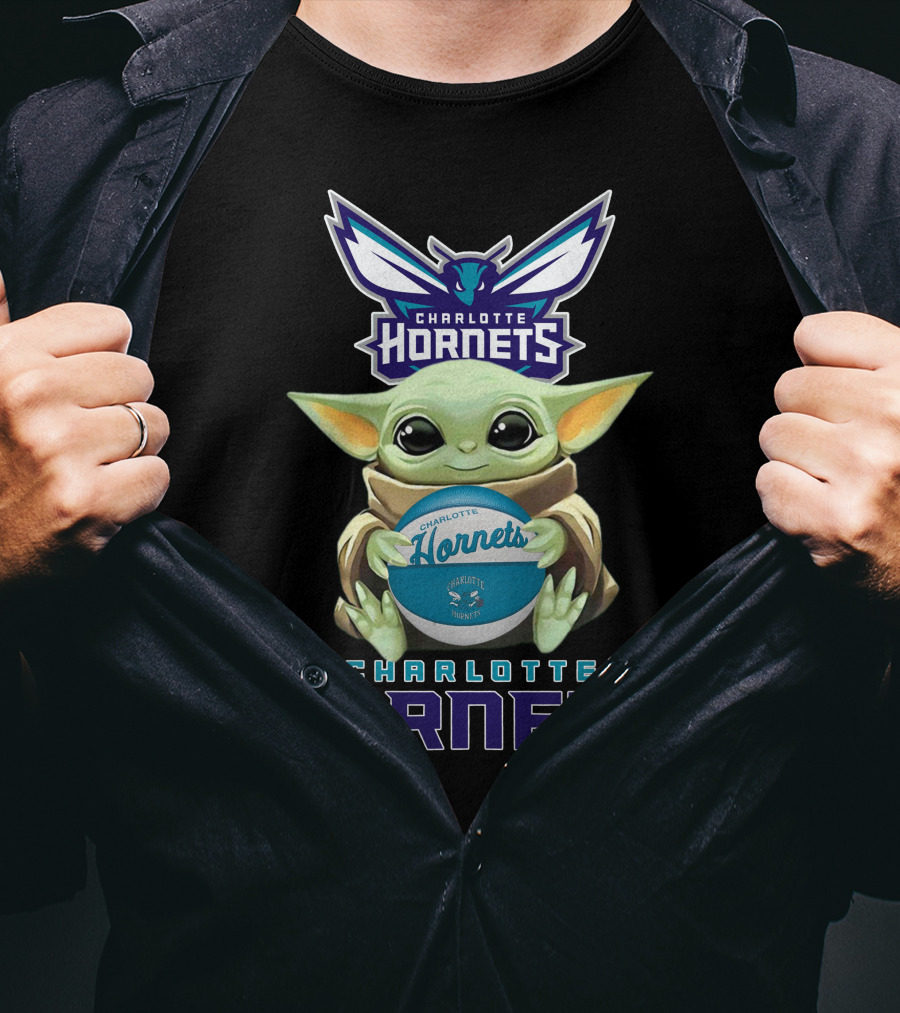 Charlotte Hornets Baby Yoda Basketball Fan Logo Star Wars T-Shirt