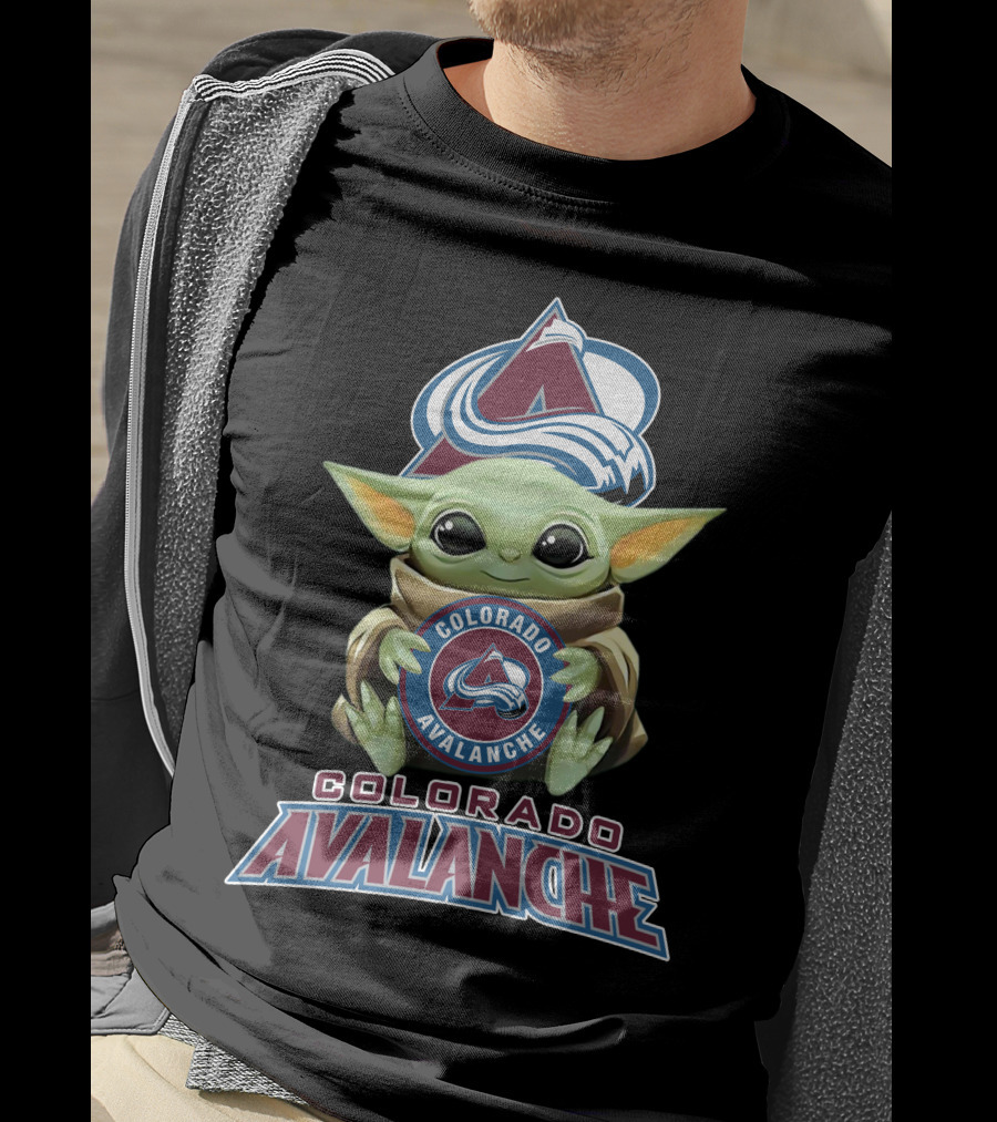Colorado Avalanche Baby Yoda Holding T-Shirt
