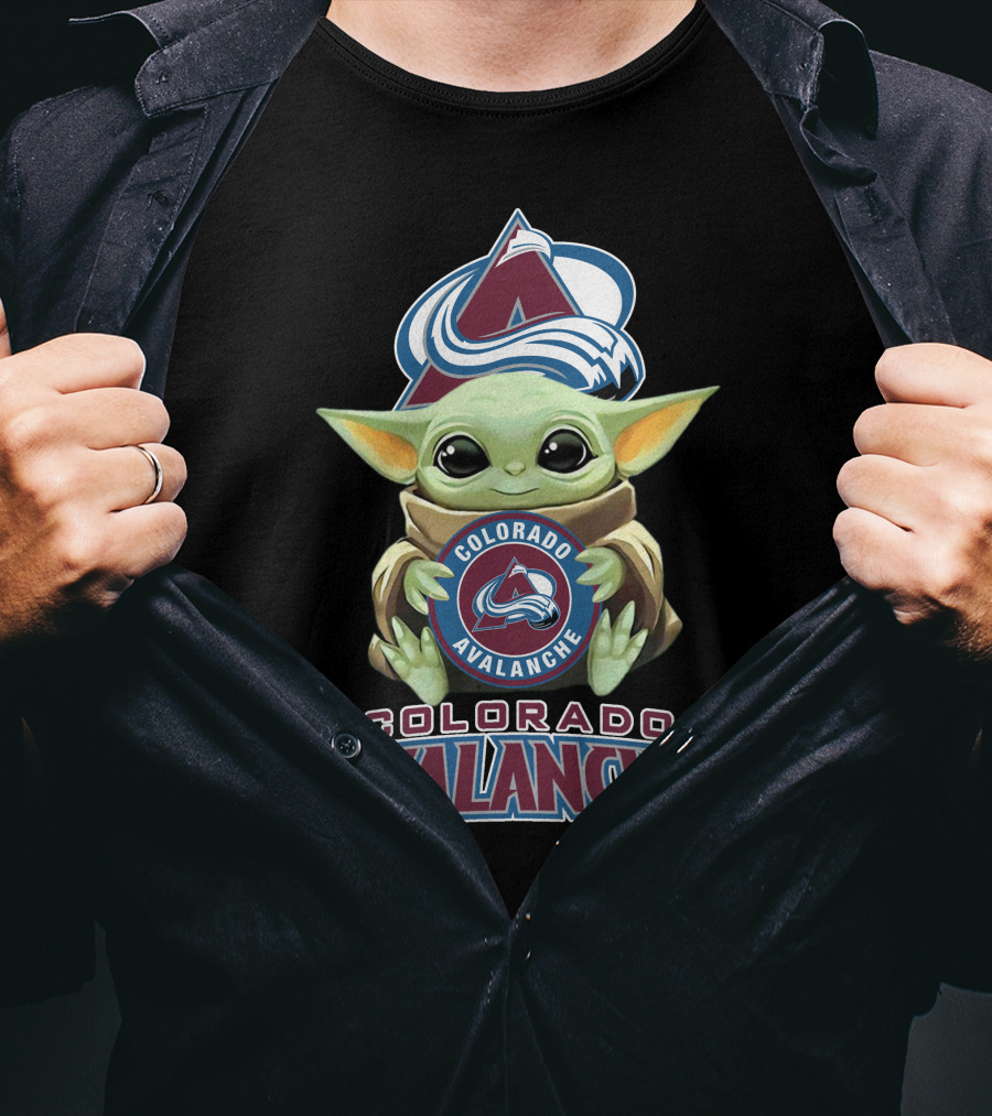 Colorado Avalanche Baby Yoda Holding T-Shirt