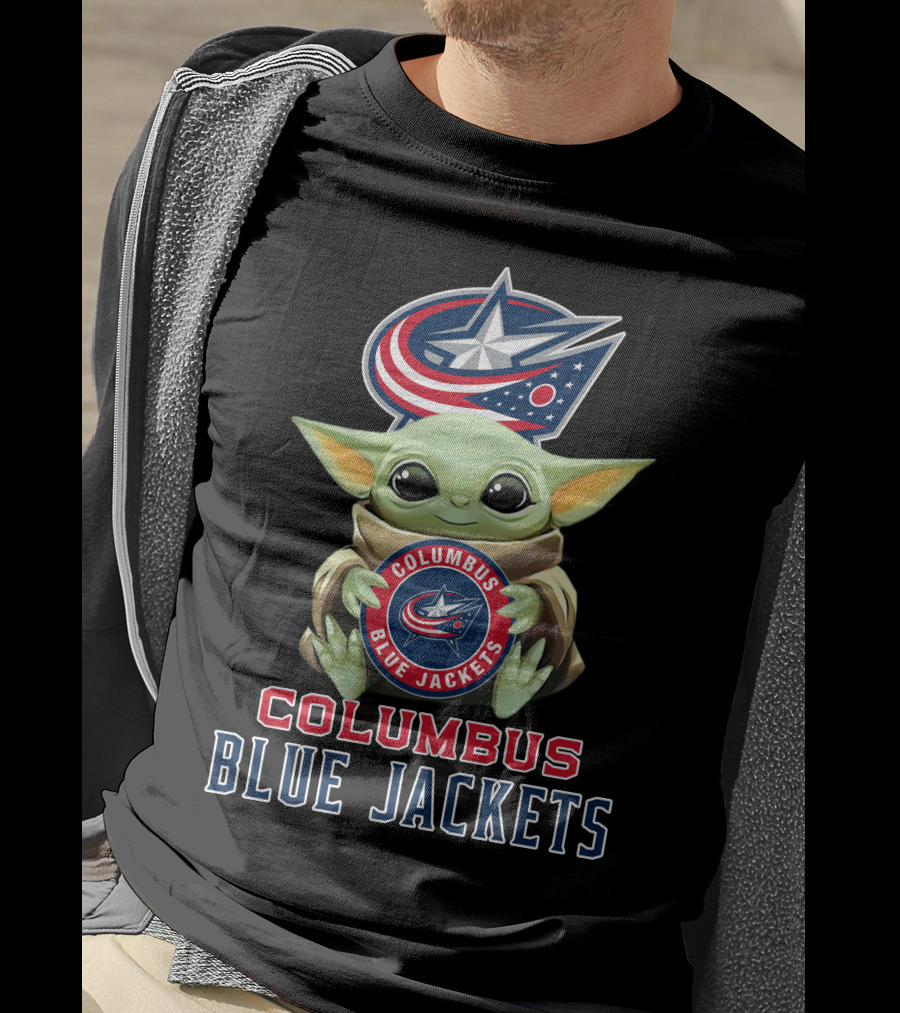 Columbus Blue Jackets Baby Yoda Holding Team T-Shirt