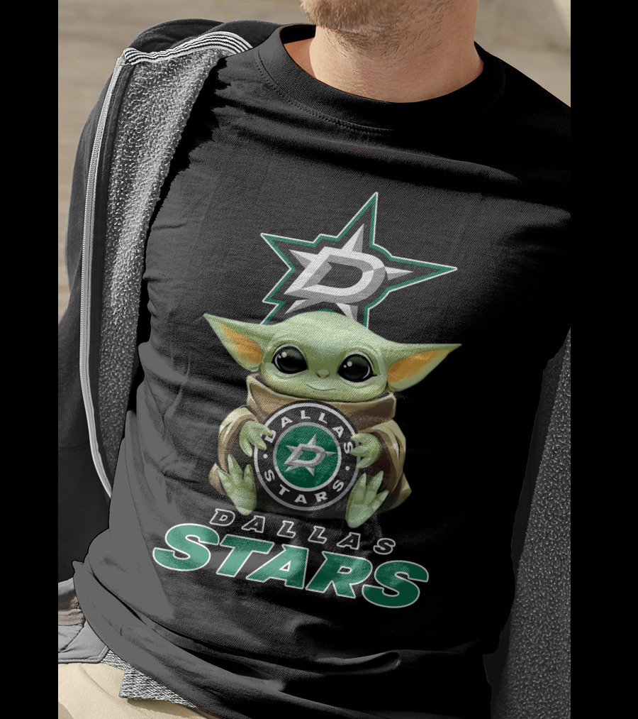 Dallas Stars Baby Yoda Holding T-Shirt