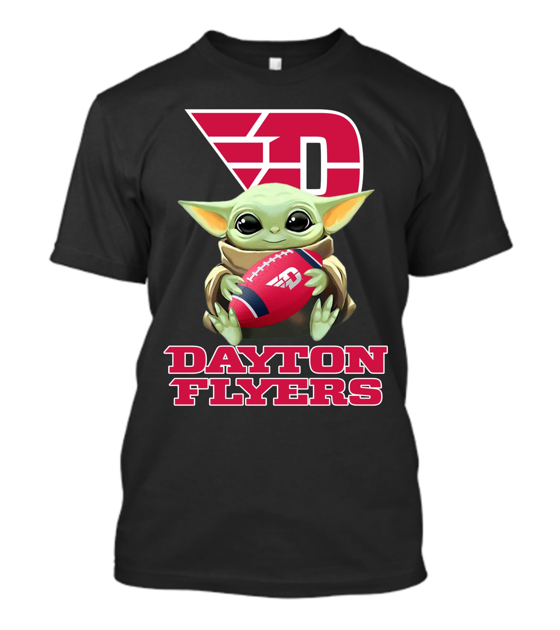 Dayton Flyers Baby Yoda Holding Football T-Shirt