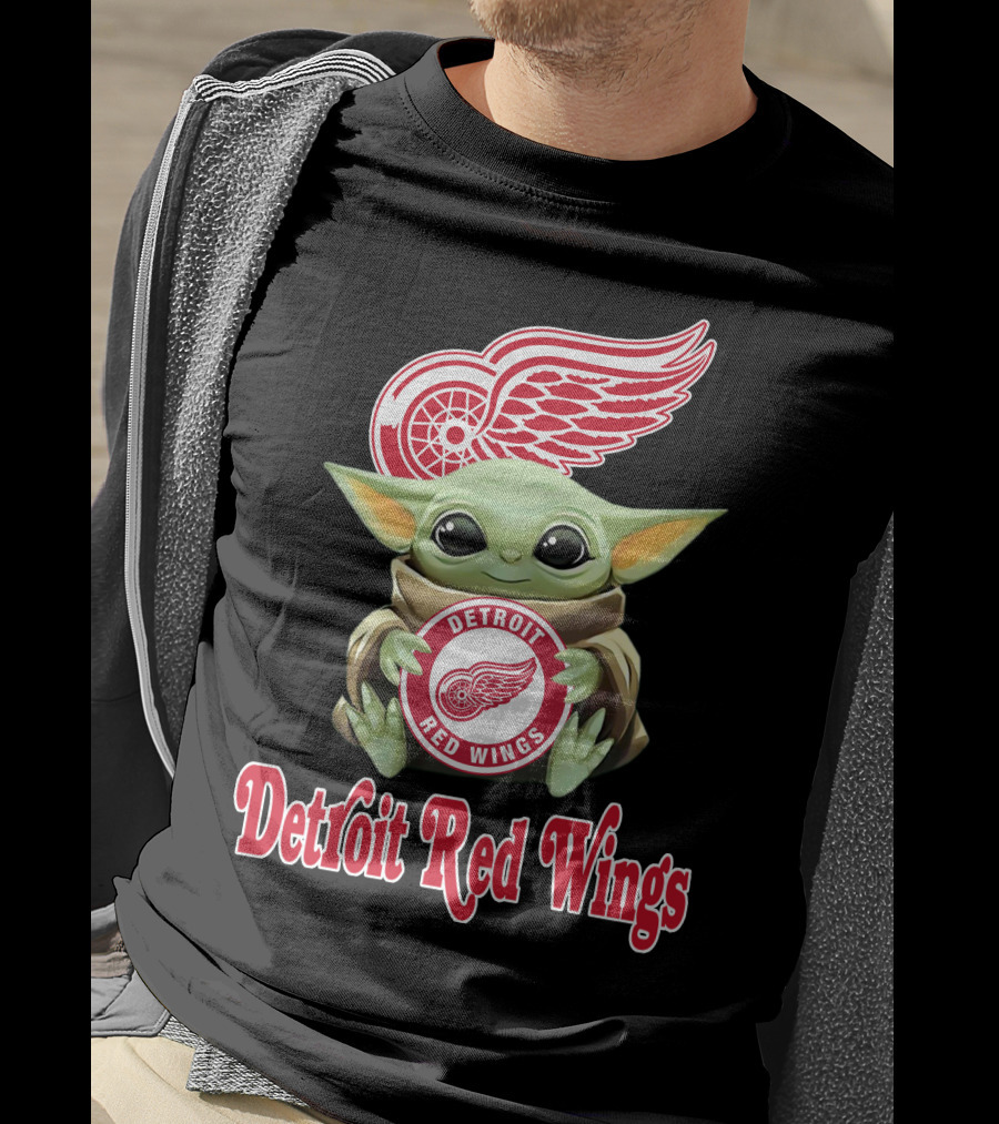 Detroit Red Wings Baby Yoda Holding T-Shirt