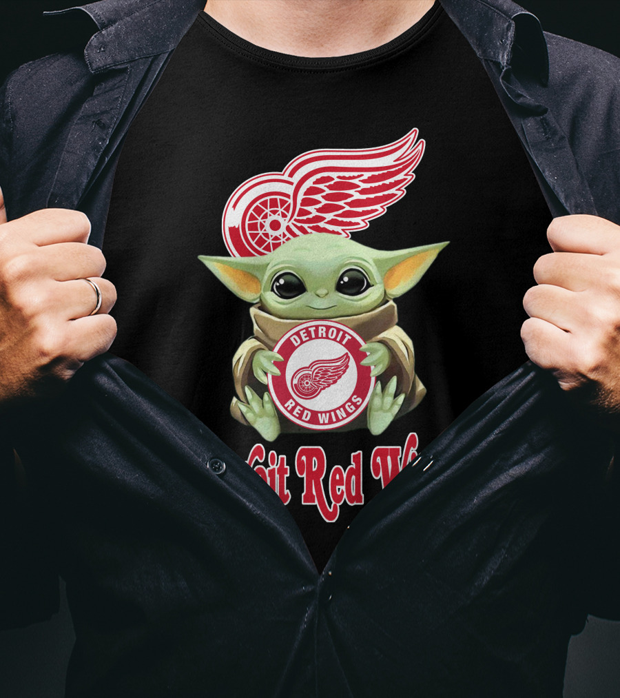 Detroit Red Wings Baby Yoda Holding T-Shirt