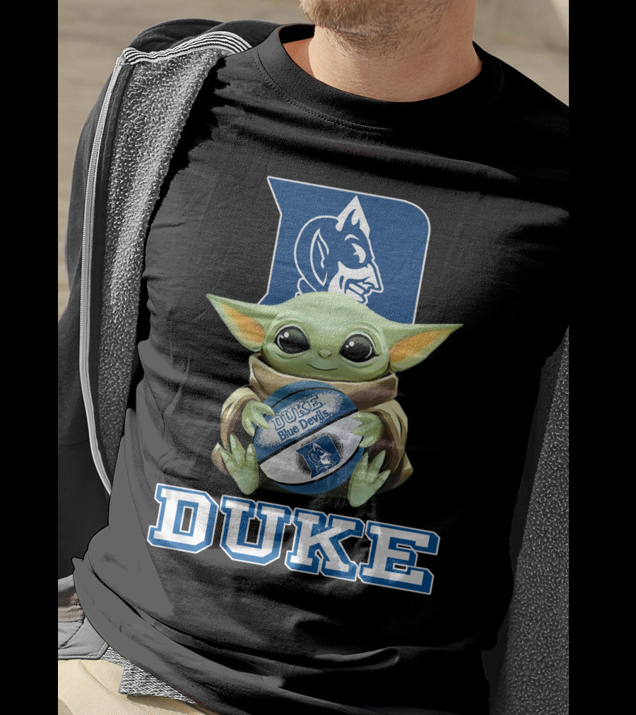 Duke Blue Devils Baby Yoda Holding Basketball T-Shirt