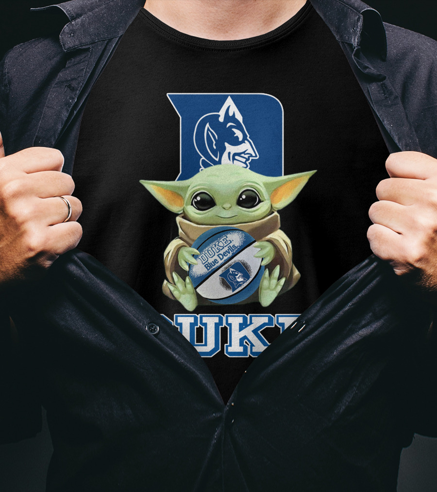 Duke Blue Devils Baby Yoda Holding Basketball T-Shirt