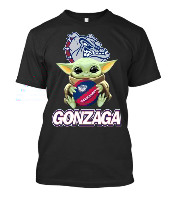 Gonzaga Bulldogs Baby Yoda Holding Basketball T-Shirt