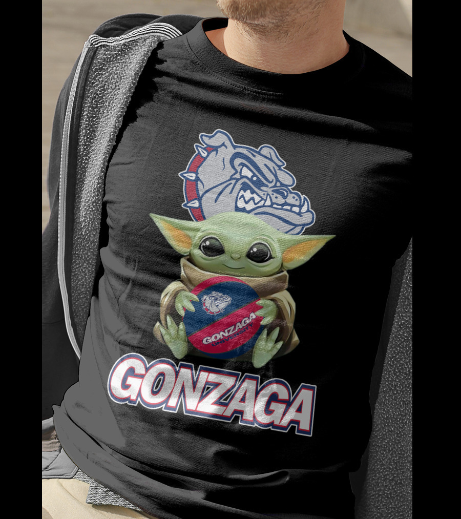 Gonzaga Bulldogs Baby Yoda Holding Basketball T-Shirt