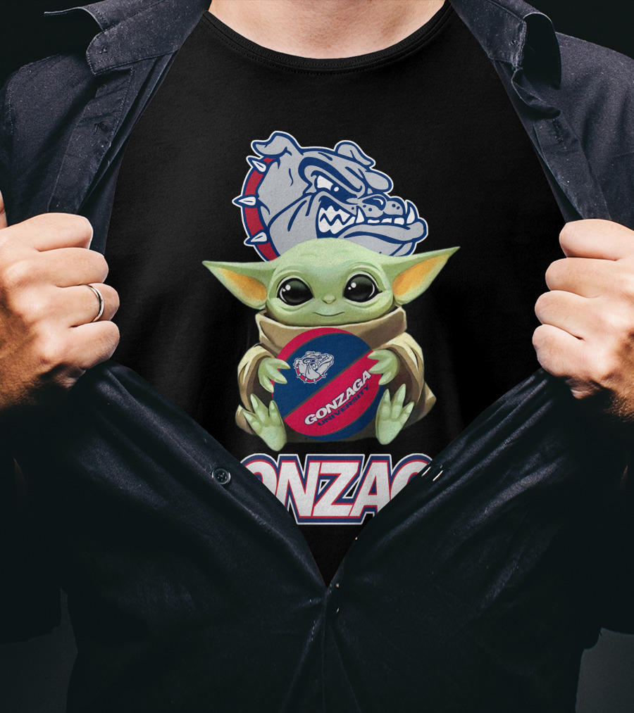 Gonzaga Bulldogs Baby Yoda Holding Basketball T-Shirt