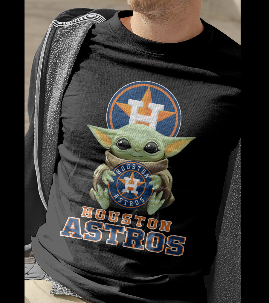 Houston Astros Baby Yoda With Team T-Shirt