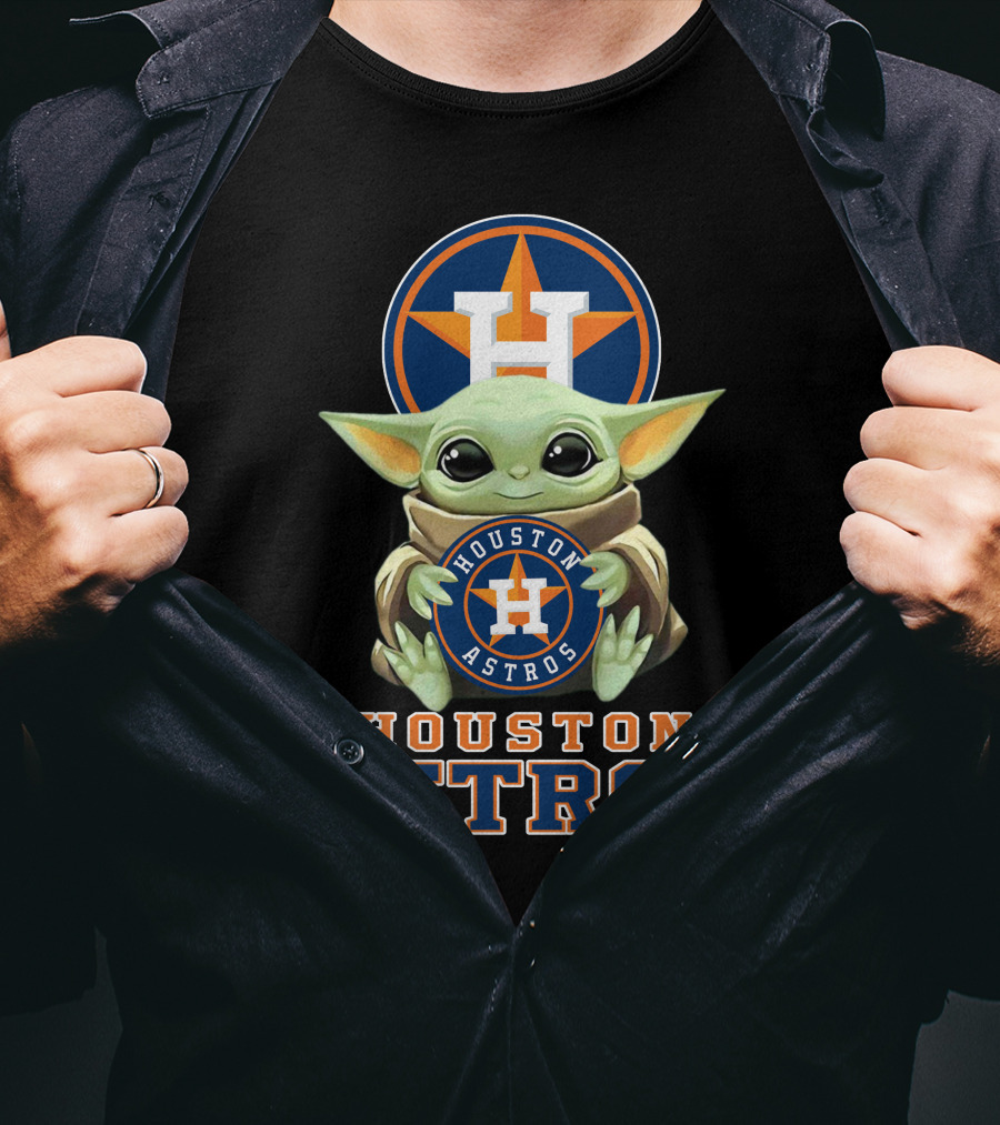 Houston Astros Baby Yoda With Team T-Shirt
