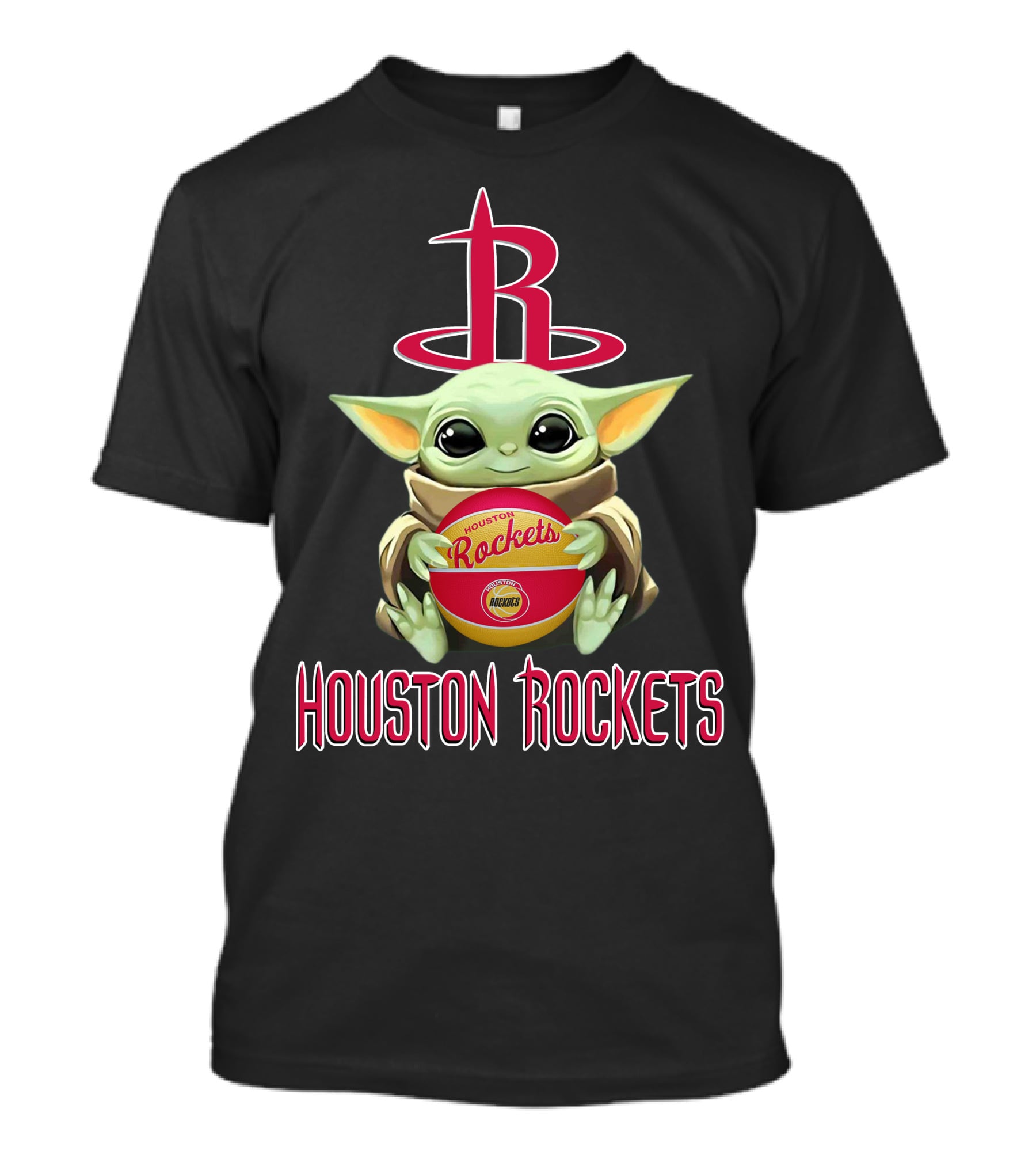 Houston Rockets Baby Yoda Basketball Nba Star Wars Crossover T-Shirt