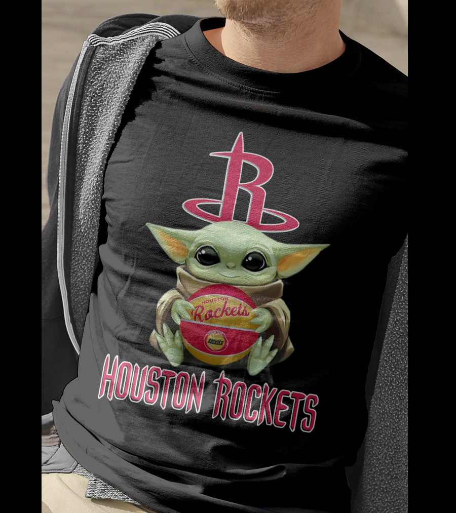 Houston Rockets Baby Yoda Basketball Nba Star Wars Crossover T-Shirt
