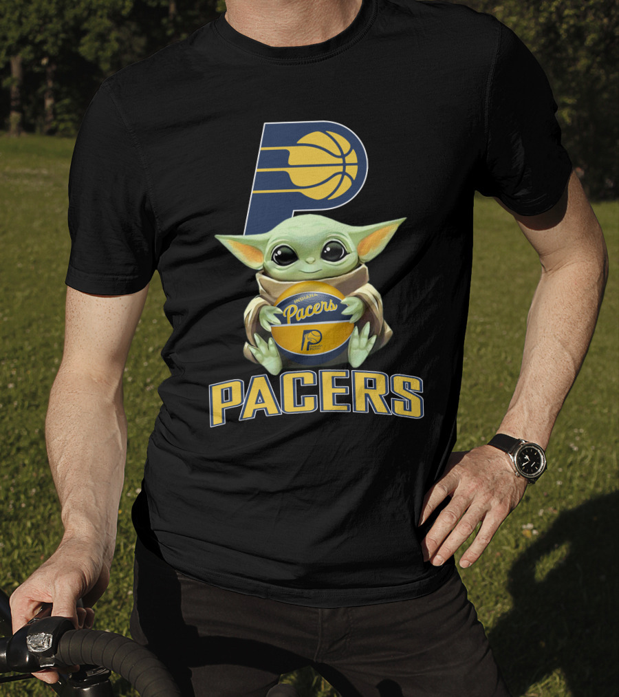 Indiana Pacers Logo With Baby Yoda Holding Basketball T-Shirt