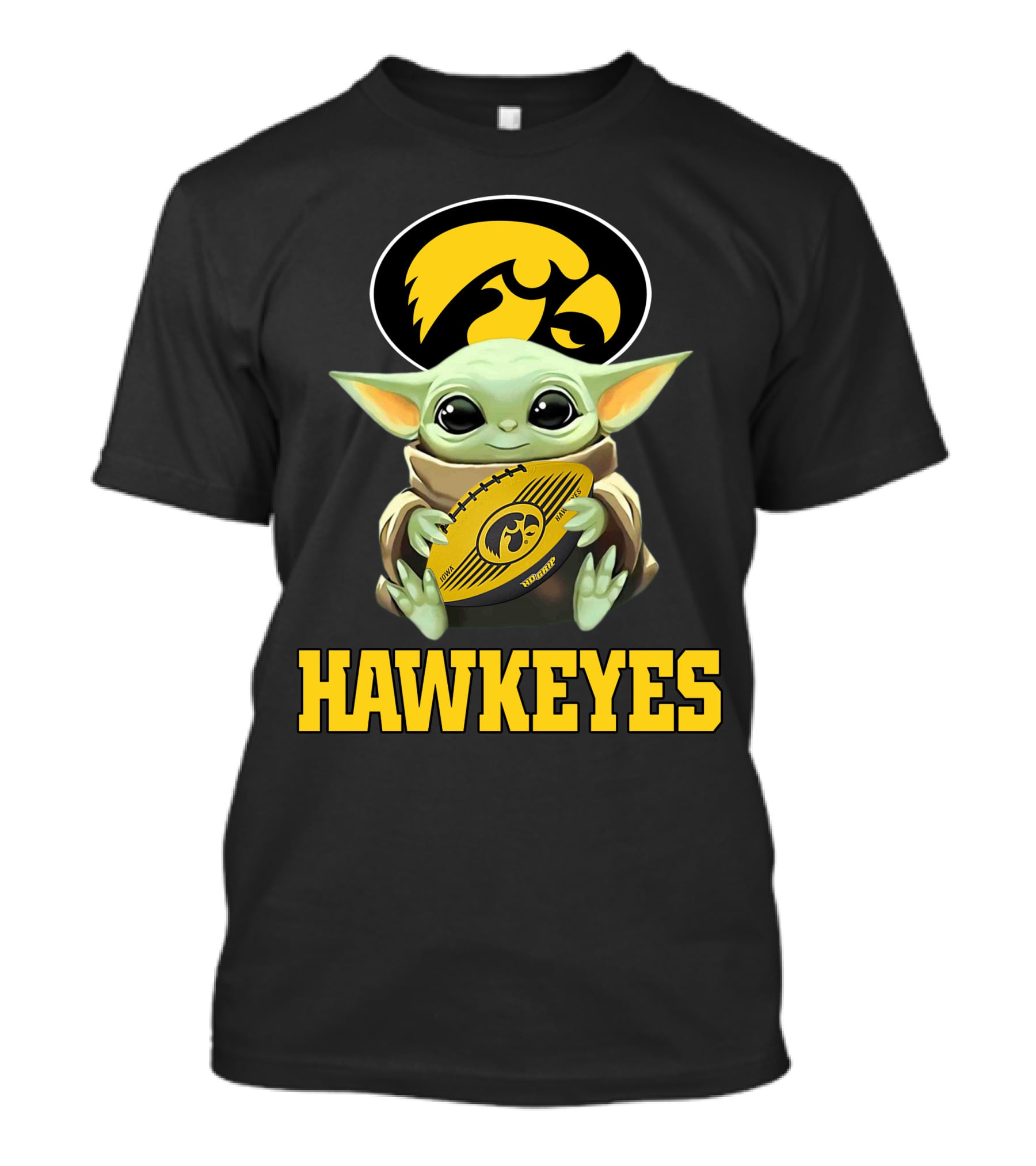 Iowa Hawkeyes Baby Yoda Football T-Shirt