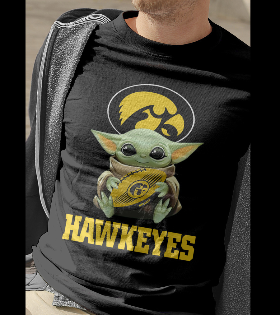 Iowa Hawkeyes Baby Yoda Football T-Shirt